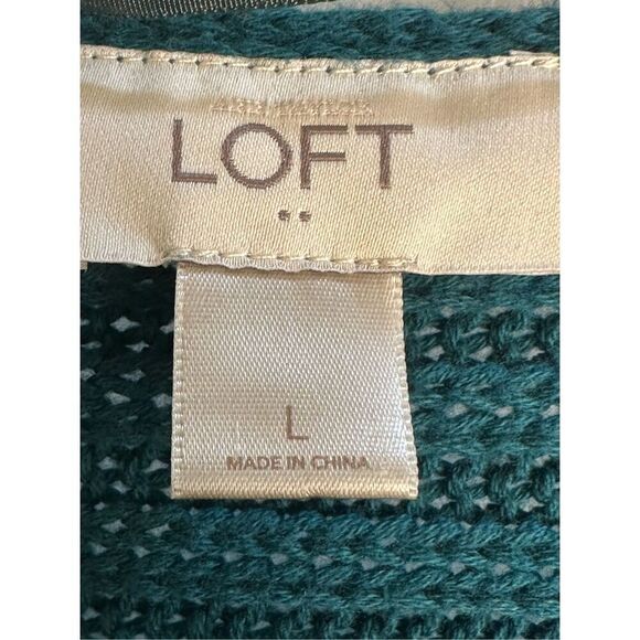 Ann Taylor LOFT sz L teal sweater cardigan - Picture 3 of 5